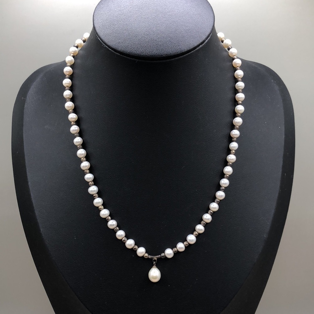 Freshwater pearls necklace sterling silver 925-vintage timeless elegance